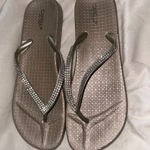 Chrome/Silver Bling Flip flops
